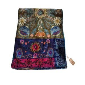 Natural Life NWT Soft Fuzzy Scarf 15" X 72" Colorful Boho Floral Bright Happy